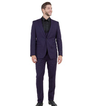 Ultra Slim 3-Piece Peak Lapel Suit with U-Shape Vest - Eggplant/Purple
