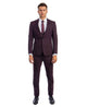 Burgundy Glen Check Three-Piece Suit