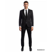 Black 2-Piece Skinny Fit Suit with Notch Lapel by Tazio