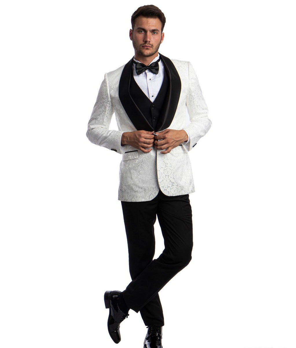 Paisley and Gray Suit Navy White Dot