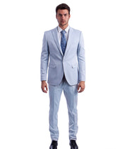 Men's 3 Piece Glen Check Single Button Ultra Slim Fit Suit - Light Blue