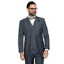 LunarLuxe Collection: Charcoal 3-Piece Suit with Double-Breasted Vest and Pleated Pants - Classic Fit