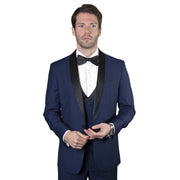 Tailored Fit 3-Piece Tuxedo with Double-Breasted Vest - Sapphire