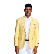 Men’s Slim Fit Notch Lapel Blazer with Flap Pockets - Lemon
