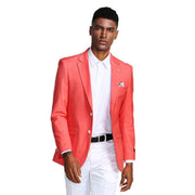 Men’s Slim Fit Notch Lapel Blazer with Flap Pockets - Deep Salmon