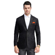 Men’s Slim Fit Notch Lapel Blazer with Flap Pockets - Black