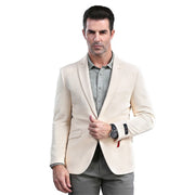 Men’s Skinny Fit Blazer in Dacron Viscose with Notch Lapel - Tan