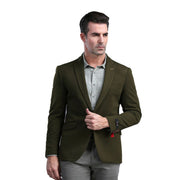 Men’s Skinny Fit Blazer in Dacron Viscose with Notch Lapel - Green