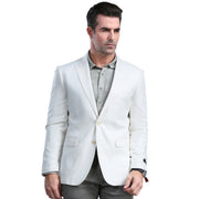 Men’s Skinny Fit Blazer in Dacron Viscose with Notch Lapel - White