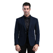 Men’s Skinny Fit Blazer in Dacron Viscose with Notch Lapel - Navy