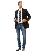 Men's Solid Color Single Breasted Modern Fit Jacket - Black