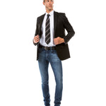 Fornido Collection: Black Solid Color Single Breasted Jacket- Modern Fit