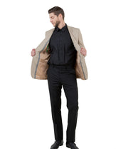 Men's Solid Color Single Breasted Modern Fit Jacket - Tan