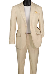 Men's Linen Cotton Modern Fit 2-Piece Suit - Tan
