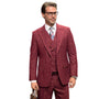 Celestio Collection: Burgundy 3-Piece Peak Lapel Suit