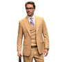 Celestio Collection: Camel 3-Piece Peak Lapel Suit