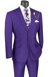 Men’s 2-Piece Modern Fit Windowpane Suit - Purple