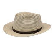 Ivory Paper Braid Safari Hat with Leather Band and 2 1/2 Inch Brim - Scala