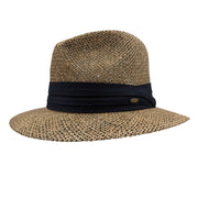 Natural Seagrass Safari Hat Navy Band 3 Inch Brim