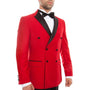 Phantom Collection: Red Double Breasted Tuxedo with Black Satin Peak Lapel – Slim Fit