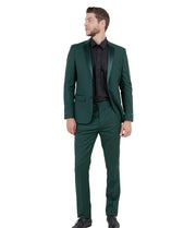 Men's Two-Piece Tuxedo with Satin Side Stripe Pants - Hybrid Fit - Green