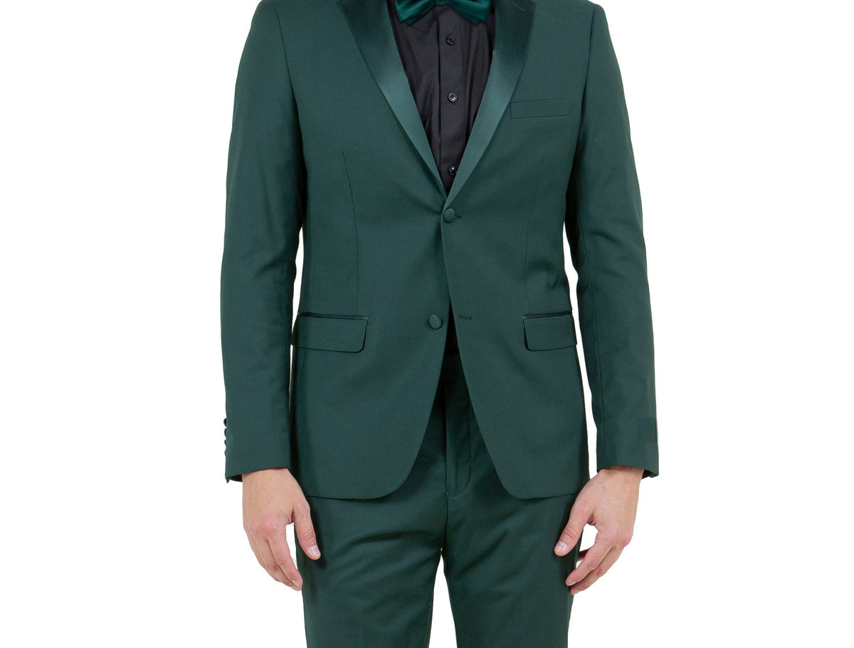 Green hybrid fit two-piece tuxedo jacket detail