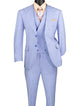 Classique Collection: Light Blue 3 Piece Solid Color Single Breasted Modern Fit Suit