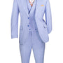 Classique Collection: Light Blue 3 Piece Solid Color Single Breasted Modern Fit Suit