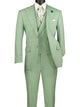 Classique Collection: Light Green 3 Piece Solid Color Single Breasted Modern Fit Suit