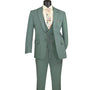 Mavix Collection: 3-Piece Modern Fit Suit with Built-In Pocket Square and Lapel Pin in Sage