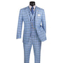 Cadellus Collection: Light Blue 3-Piece Windowpane Modern Fit Suit - Luxurious Wool Feel