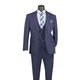 Mavix Collection: 3-Piece Modern Fit Suit with Built-In Pocket Square and Lapel Pin in Navy