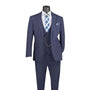 Mavix Collection: 3-Piece Modern Fit Suit with Built-In Pocket Square and Lapel Pin in Navy