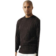 Men's Mahogany Stacy Adams Cable Knit Crewneck Sweater