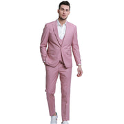 3-Piece Skinny Fit Solid Suit with Peak Lapel Vest - Mauve by Tazzio