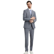 Men’s 3-Piece Solid Hybrid Fit Suit - Medium Grey