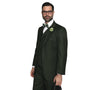 LunarLuxe Collection: Olive 3-Piece Suit with Double-Breasted Vest and Pleated Pants - Classic Fit