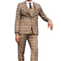 Onyxo Collection: Men's Glen Plaid 3 Piece Hybrid Fit Suit In Mid Brown