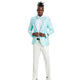 Slim Fit Floral Shawl Collar Blazer - Mint & Yellow
