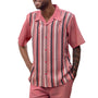 Fablessy Collection: Montique's Weave Design Shorts Set Walking Suit For Men In Pink - 72401