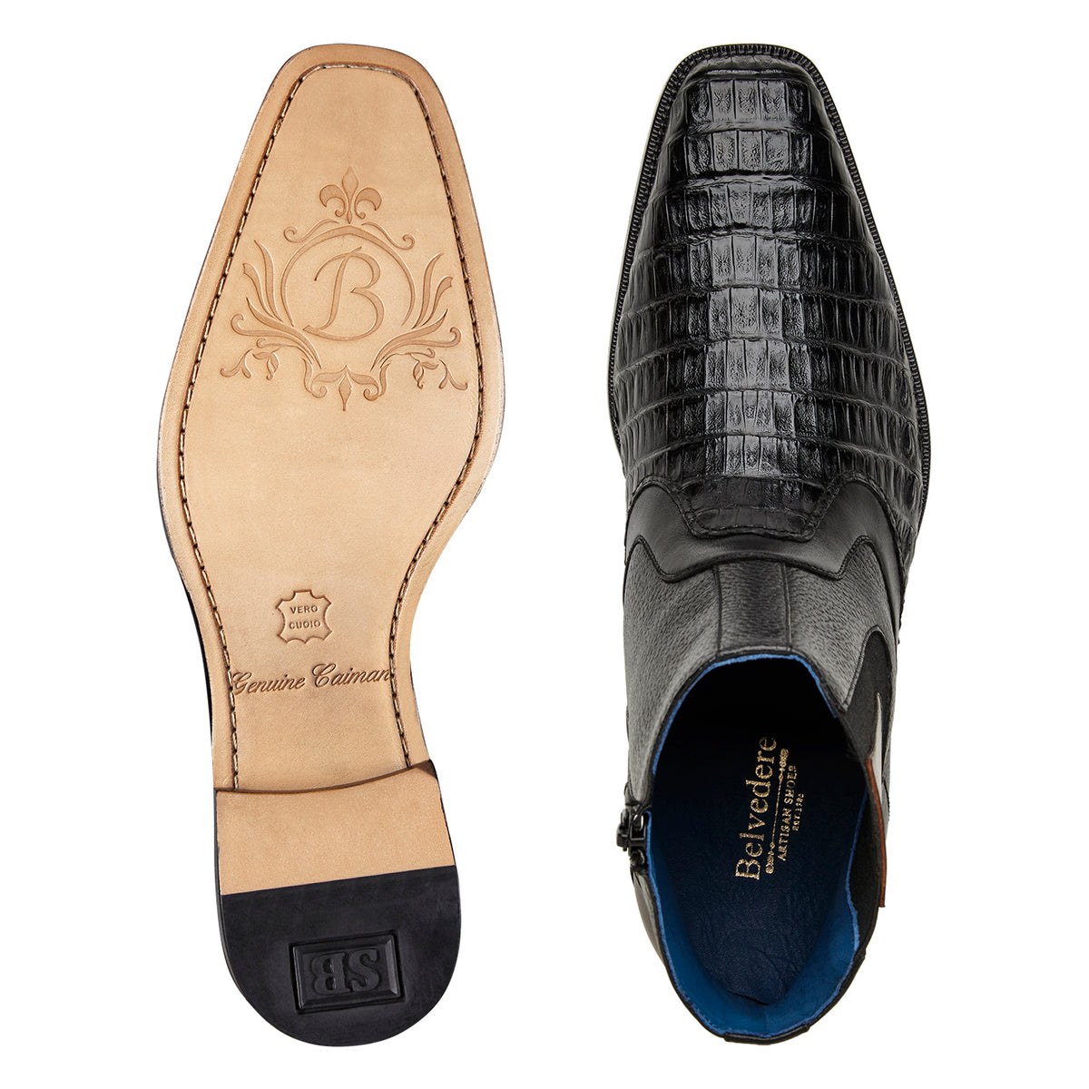 Belvedere Monte Black ankle boot — top and outsole views