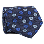 Men's Floral Silk Tie in Navy Blue