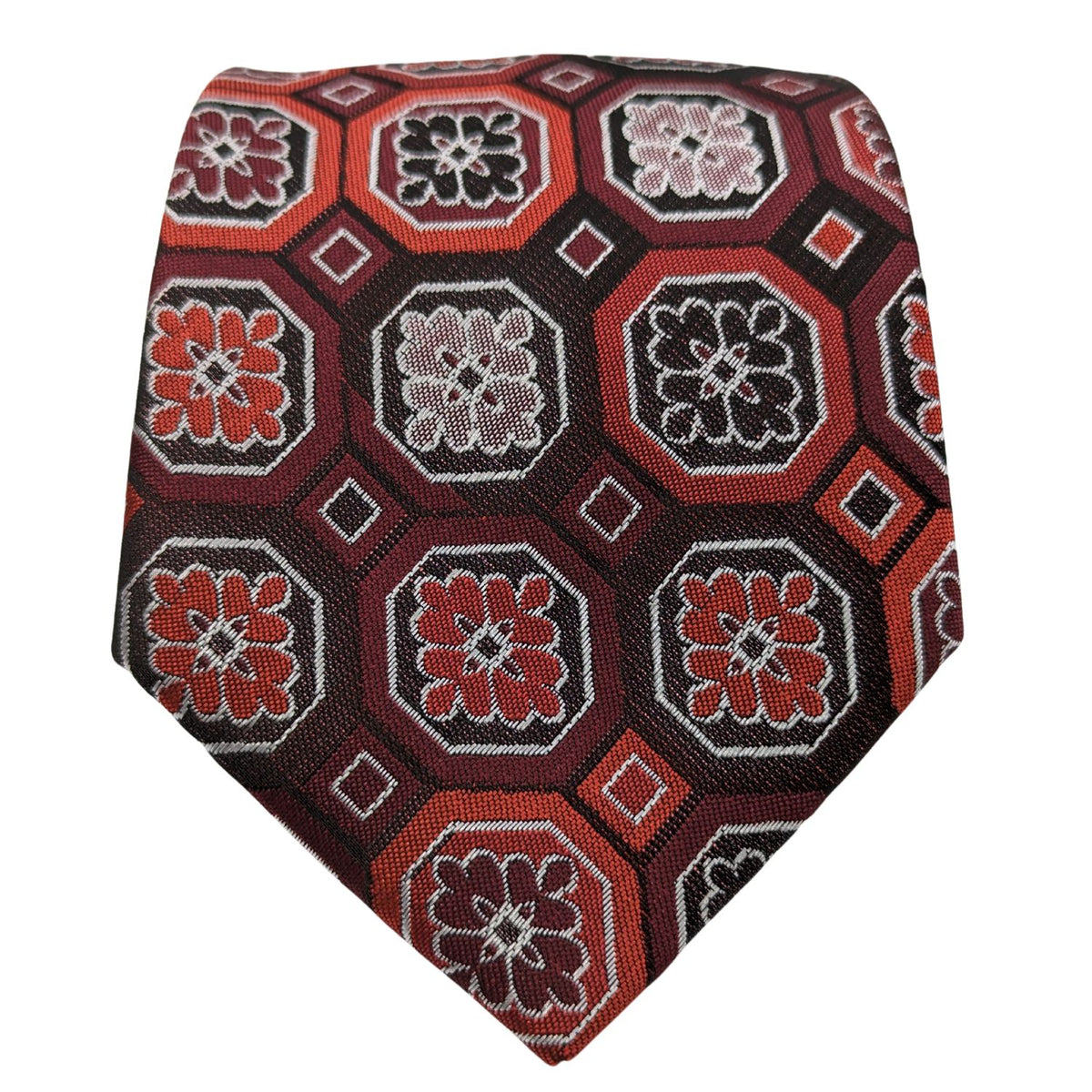 Petal Grid Collection: Burgundy Floral Hexagon Tie â Suits & More