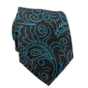 Men's Ornamental Woven Necktie - Black/Teal
