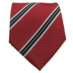 Vivid Vector Collection: Red Geometric Tie with Contrasting Stripes