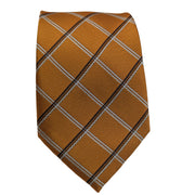 Men's Diamond Pattern Necktie with Black and Grey Stitching - Orange