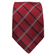 Men's Diamond Pattern Necktie with Pink and Grey Stitching - Pink
