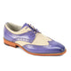 Luxe Linen & Leather Classics - Lavender & Beige Wingtip Lace Shoes with Linen Upper