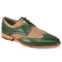 Luxe Linen & Leather Classics - Olive & Natural Wingtip Lace Shoes with Linen Upper
