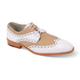 Luxe Linen & Leather Classics - White & Natural Wingtip Lace Shoes with Linen Upper